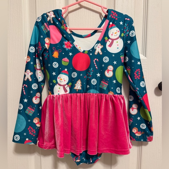 NWOT Cheeky Plum 4T Festive Snowman Long Sleeve Leotard - Picture 2 of 2